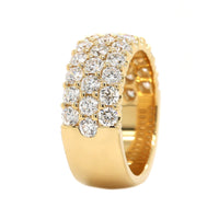 18K Yellow Gold 3 Row Domed 2CTW Diamond Band