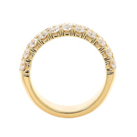 18K Yellow Gold 3 Row Domed 2CTW Diamond Band