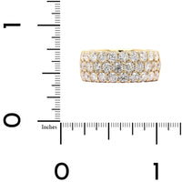 18K Yellow Gold 3 Row Domed 2CTW Diamond Band
