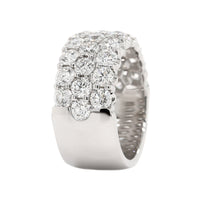 18K White Gold 3 Row Domed 3CTW Diamond Band