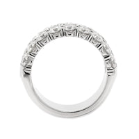 18K White Gold 3 Row Domed 3CTW Diamond Band