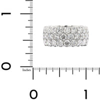 18K White Gold 3 Row Domed 3CTW Diamond Band