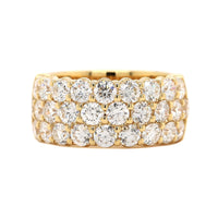 18K Yellow Gold 3 Row Domed 3CTW Diamond Band