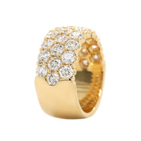 18K Yellow Gold 3 Row Domed 3CTW Diamond Band