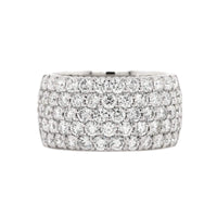 18K White Gold 5 Row Domed Diamond Band