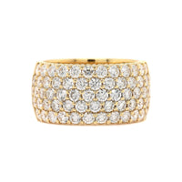18K Yellow Gold 5 Row Domed Diamond Band