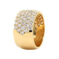 18K Yellow Gold 5 Row Domed Diamond Band
