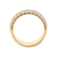 18K Yellow Gold 5 Row Domed Diamond Band