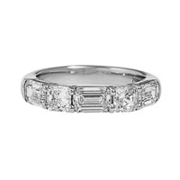 Platinum 5 Stone Alternating Emerald Cut and Radiant Cut Diamond Band