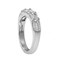 Platinum 5 Stone Alternating Emerald Cut and Radiant Cut Diamond Band