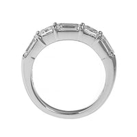 Platinum 5 Stone Alternating Emerald Cut and Radiant Cut Diamond Band