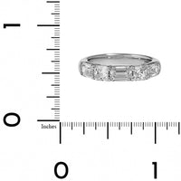 Platinum 5 Stone Alternating Emerald Cut and Radiant Cut Diamond Band