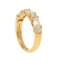 18K Yellow Gold 7 Stone Emerald Cut 2CTW Diamond Band