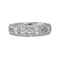 Platinum 3 Row Emerald Cut Diamond Band