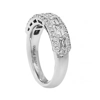 Platinum 3 Row Emerald Cut Diamond Band