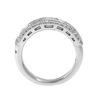 Platinum 3 Row Emerald Cut Diamond Band