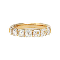 18K Yellow Gold 7 Stone Square Emerald Cut Diamond Band