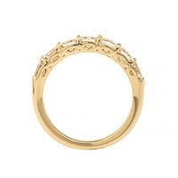 18K Yellow Gold 7 Stone Square Emerald Cut Diamond Band
