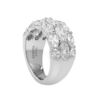 Platinum 3 Row Oval Diamond Band