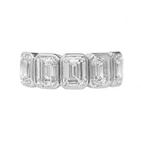 Platinum 5 Stone Bezel Set Emerald Cut Diamond Band