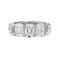 Platinum 5 Stone Cushion Shaped Diamond Shared Prong Band