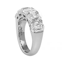 Platinum 5 Stone Cushion Shaped Diamond Shared Prong Band
