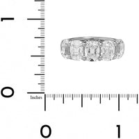 Platinum 5 Stone Cushion Shaped Diamond Shared Prong Band