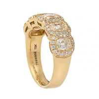 18K Yellow Gold 5 Stone Cushion Shaped Diamond Band
