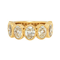 18K Yellow Gold 7 Stone Oval Shaped Diamond Band