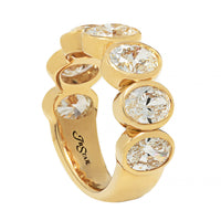 18K Yellow Gold 7 Stone Oval Shaped Diamond Band
