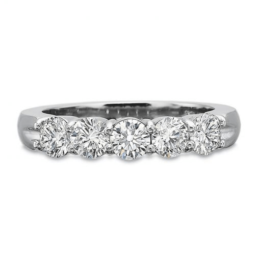 Platinum Prong Set 5 Stone Diamond Band