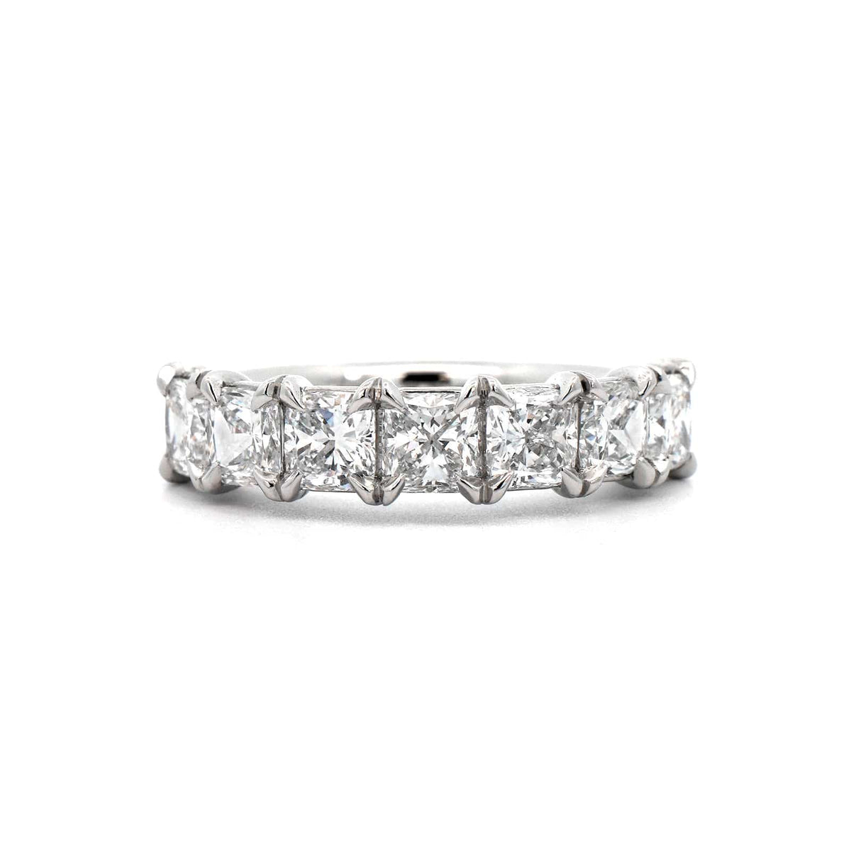 Platinum 7 Stone Cushion Cut Diamond Band