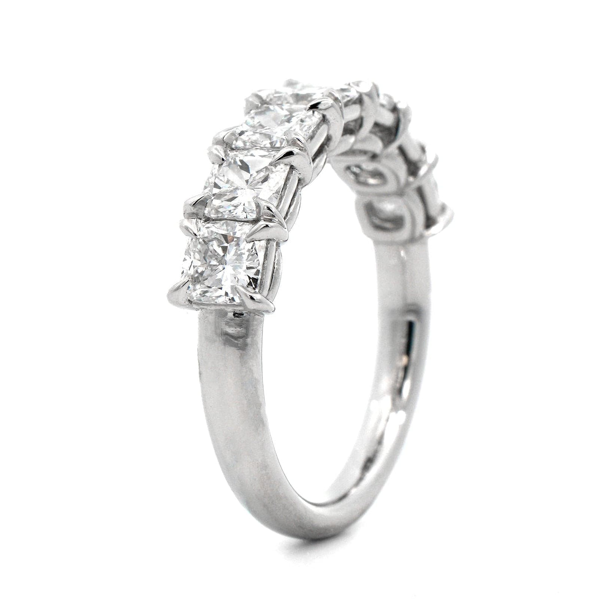 Platinum 7 Stone Cushion Cut Diamond Band