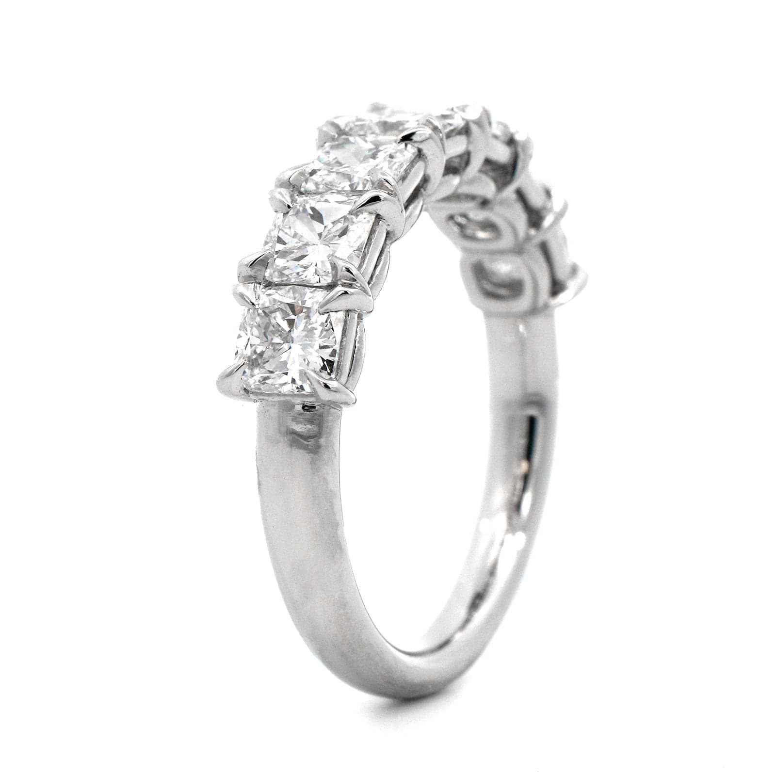 Platinum 7 Stone Cushion Cut Diamond Band