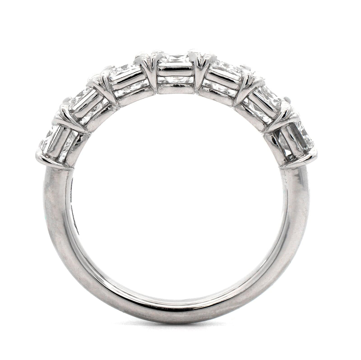 Platinum 7 Stone Cushion Cut Diamond Band