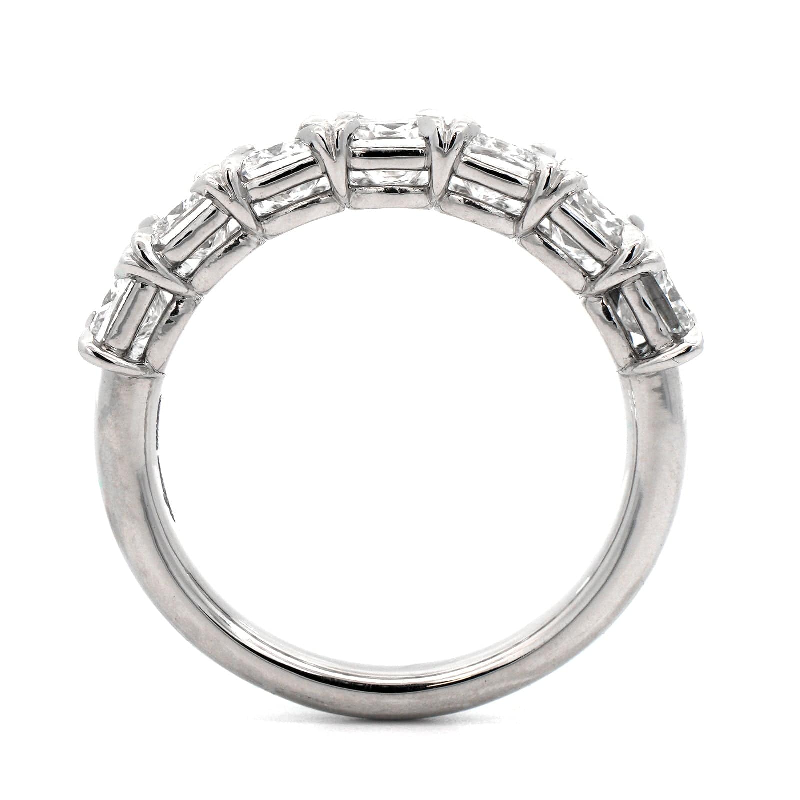 Platinum 7 Stone Cushion Cut Diamond Band