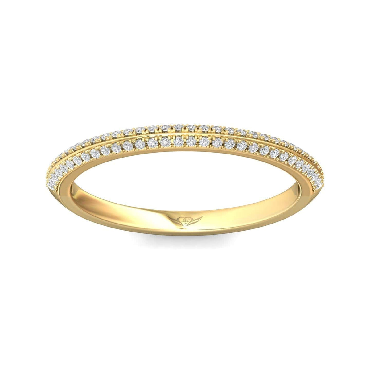 18K Yellow Gold Micro Pave Diamond Wedding Band