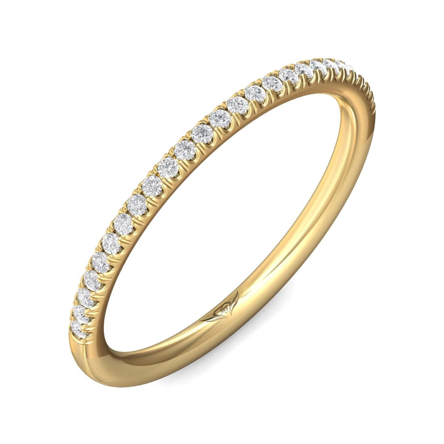 18K Yellow Gold Prong Set Round Diamond Band