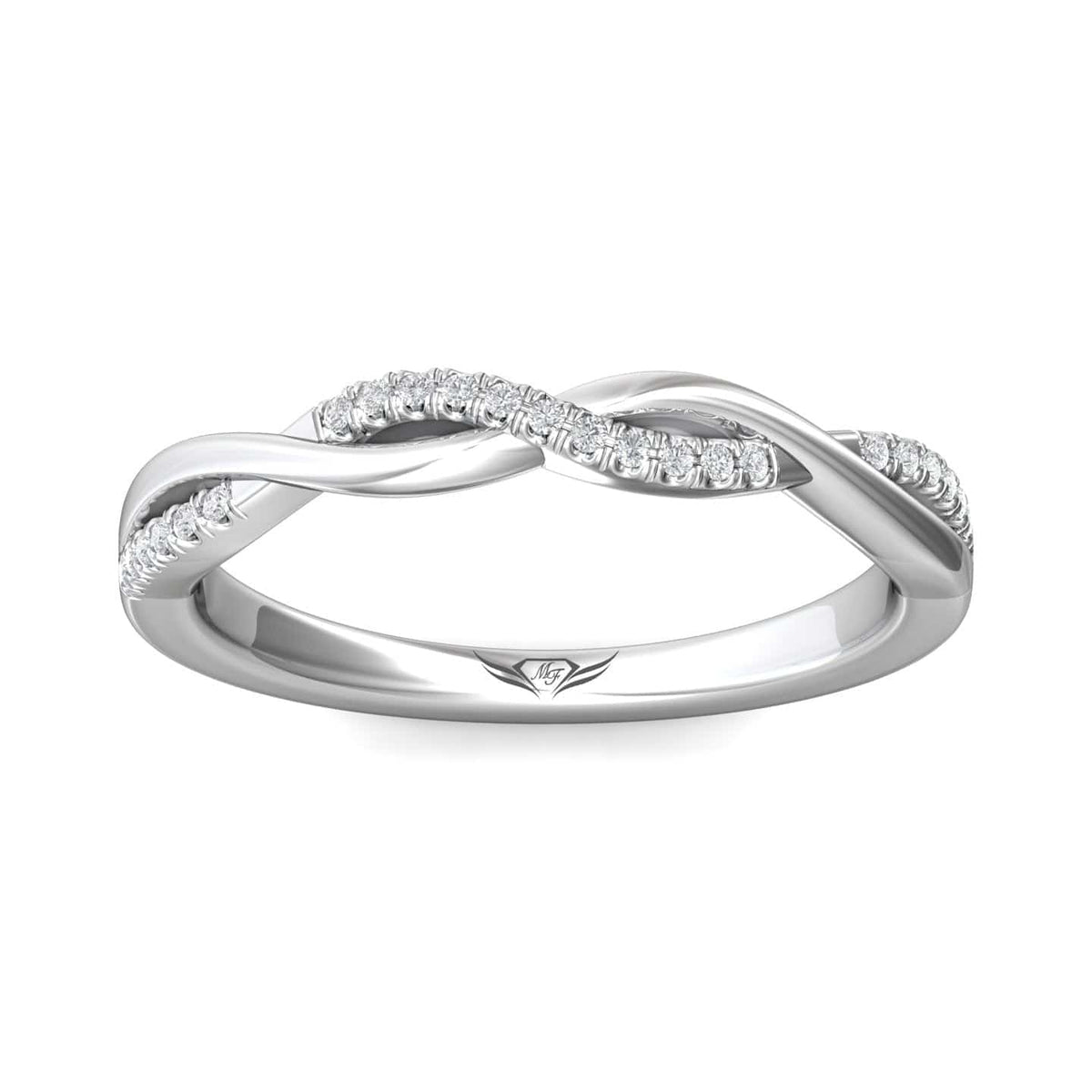 Platinum High Polished Twisted Diamond Band