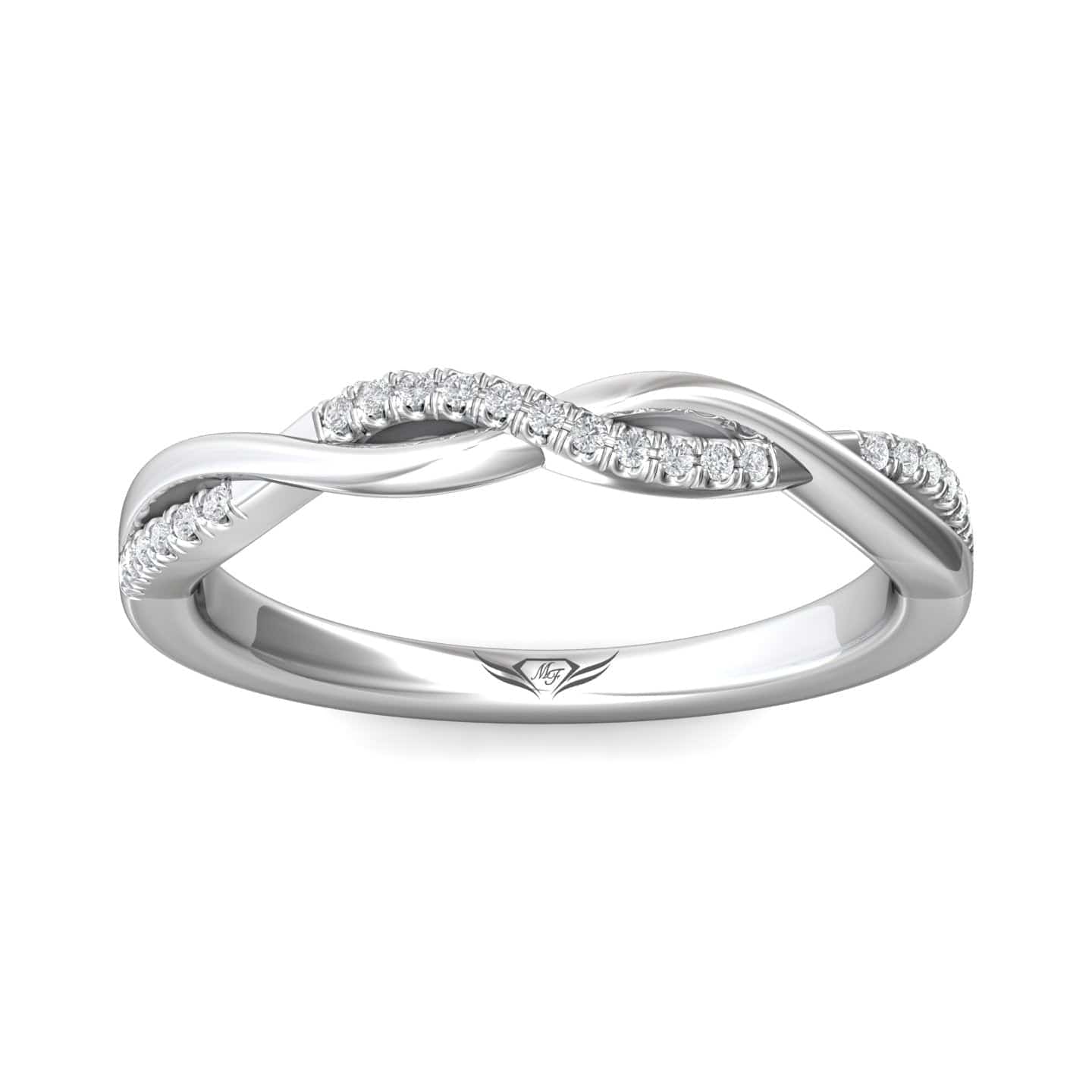 Platinum High Polished Twisted Diamond Band