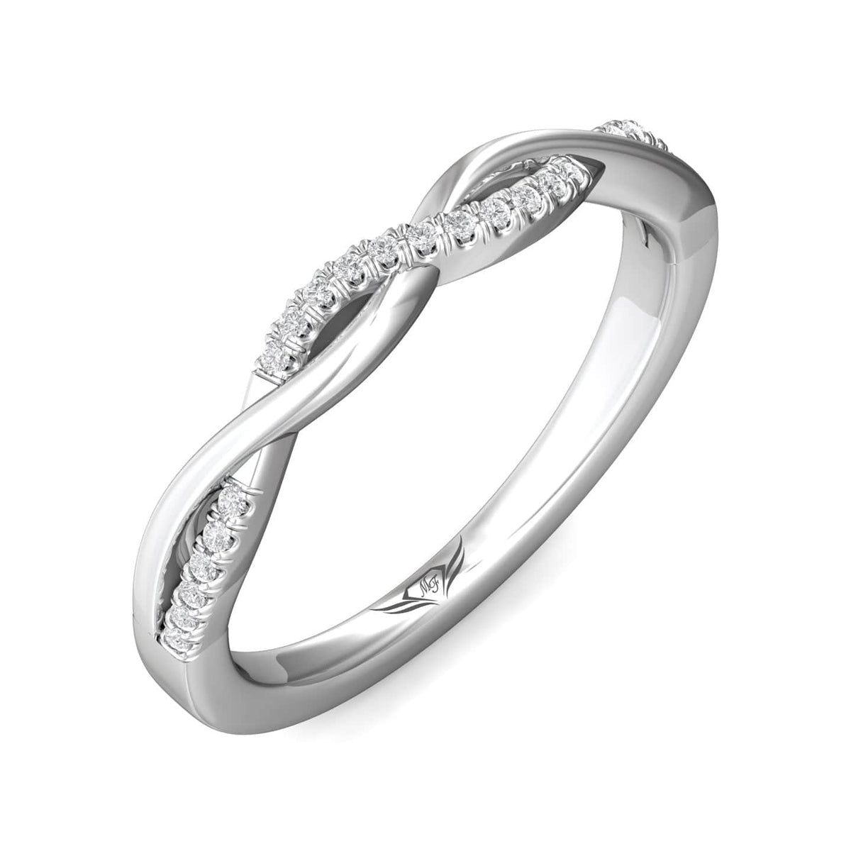 Platinum High Polished Twisted Diamond Band