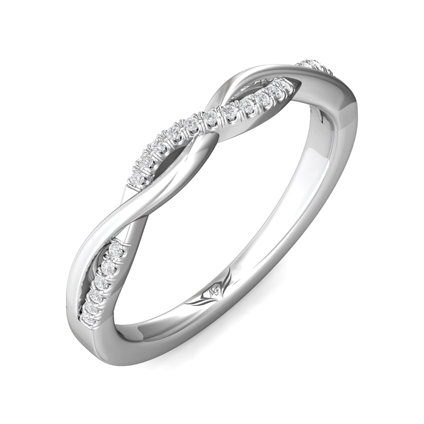 Platinum High Polished Twisted Diamond Band
