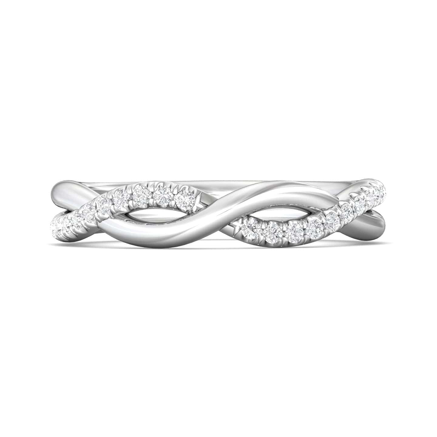 Platinum High Polished Twisted Diamond Band
