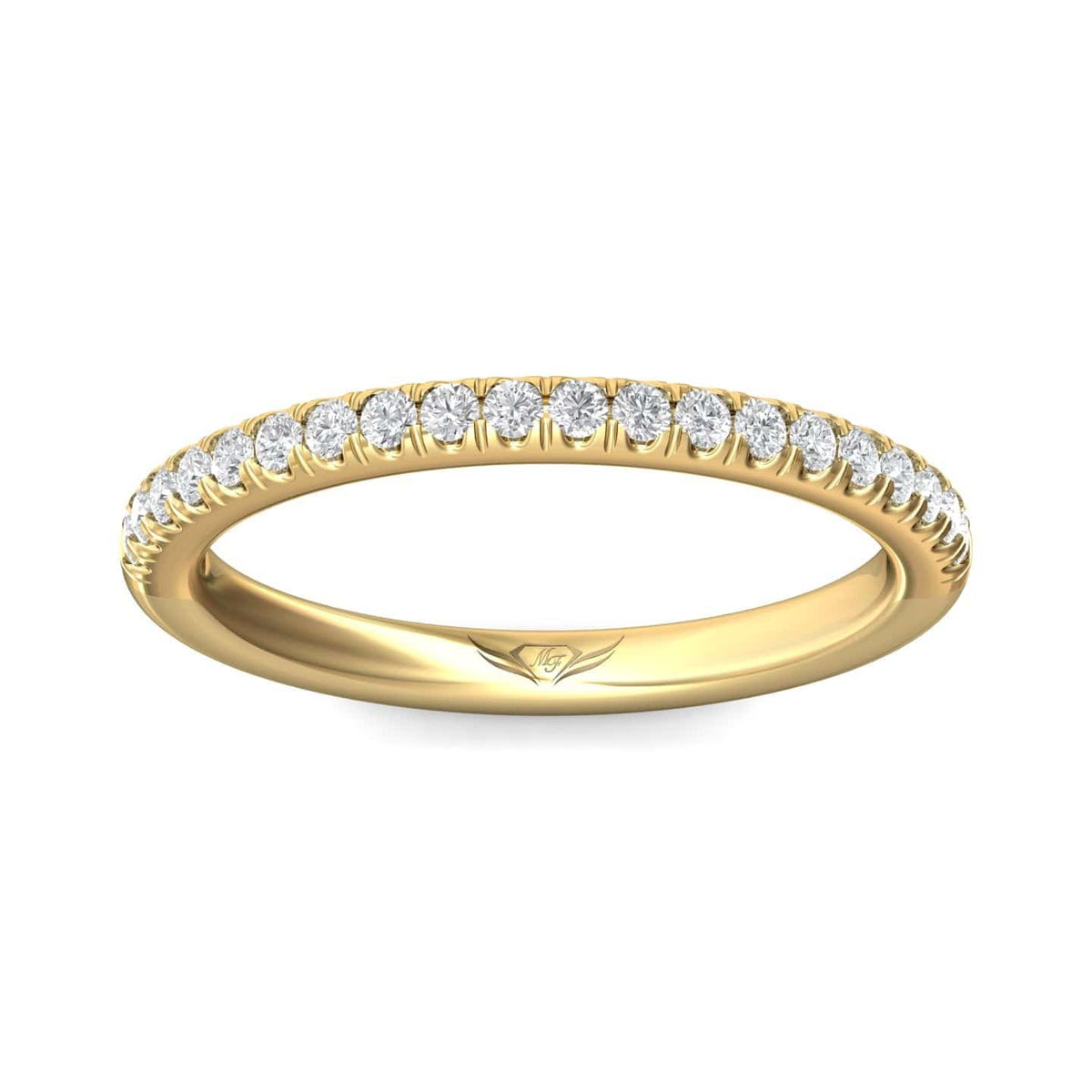 18K Yellow Gold Prong Set Round Diamond Band