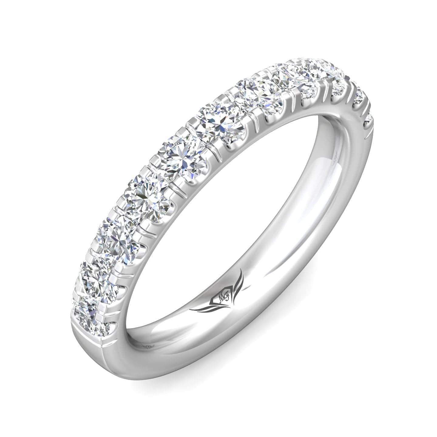 Platinum Prong Set Round Diamond Band