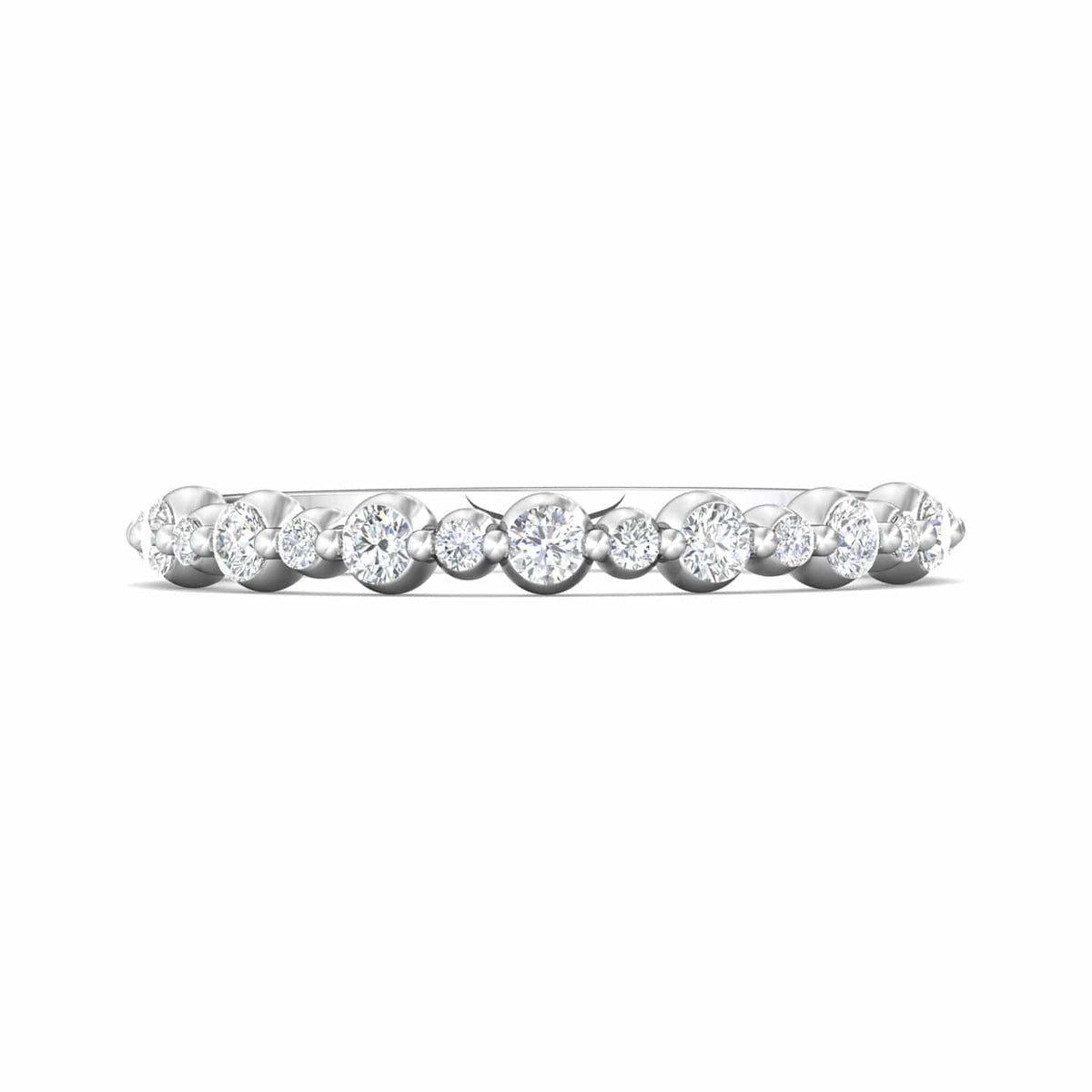 Platinum Alternating Size Diamond Single Prong Band