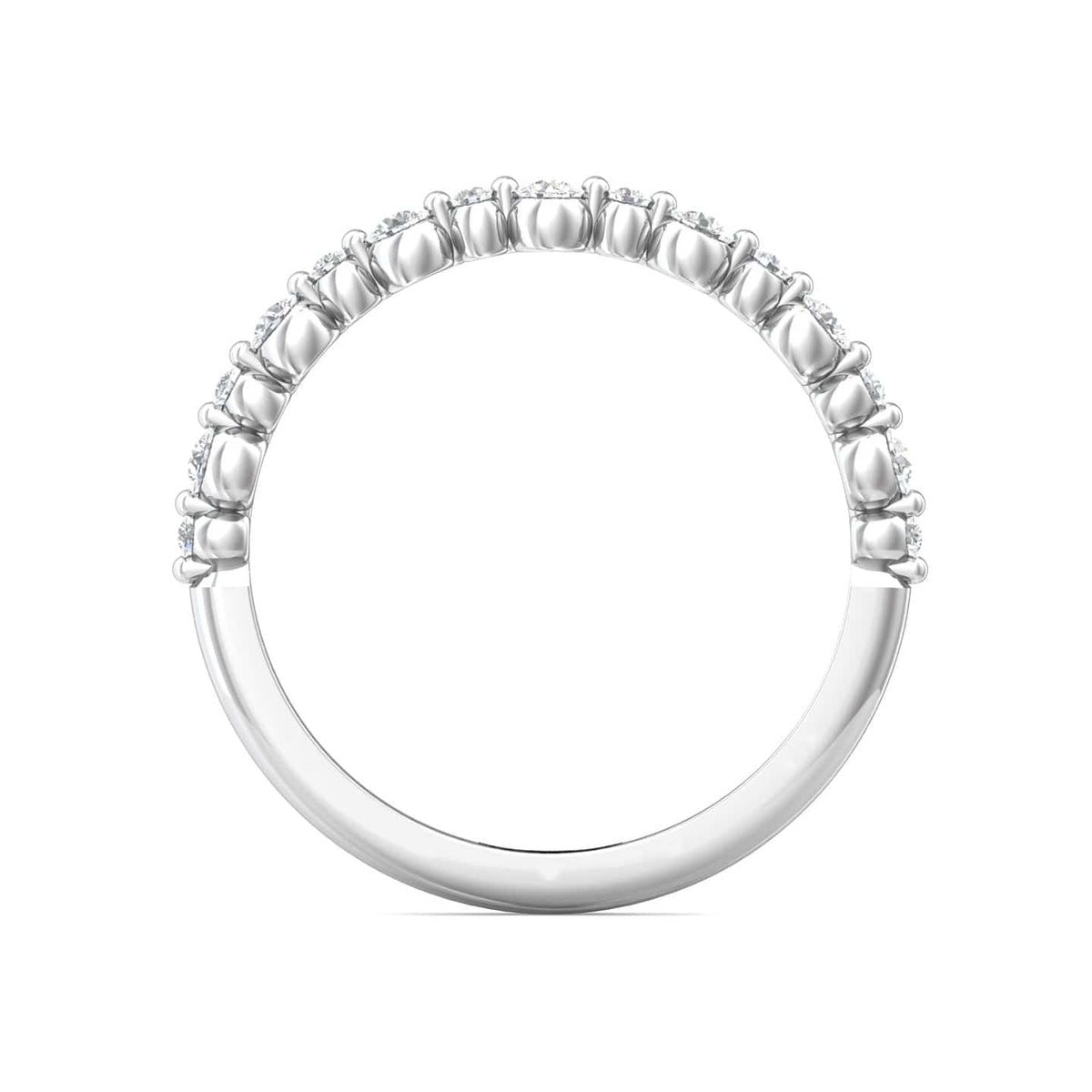 Platinum Alternating Size Diamond Single Prong Band