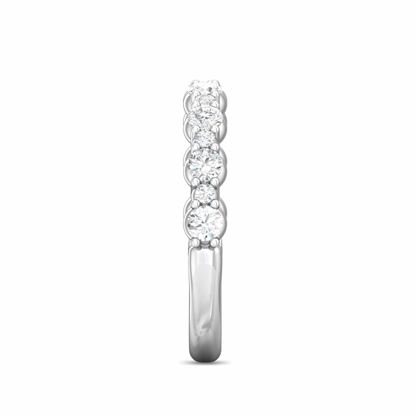 Platinum Alternating Size Diamond Single Prong Band