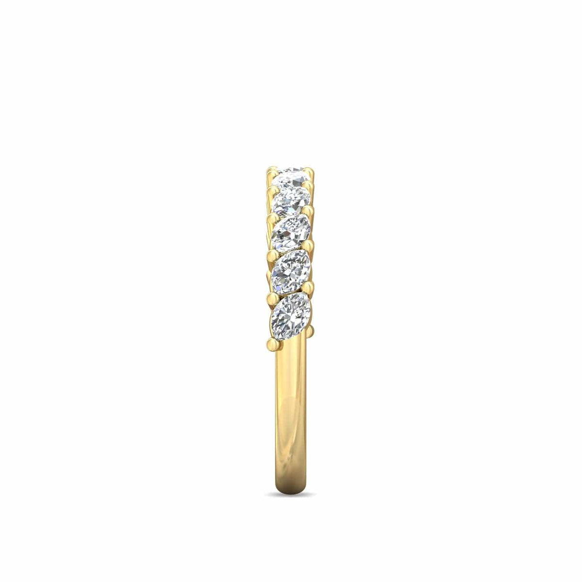 18K Yellow Gold Shared Prong Marquise Diamond Band