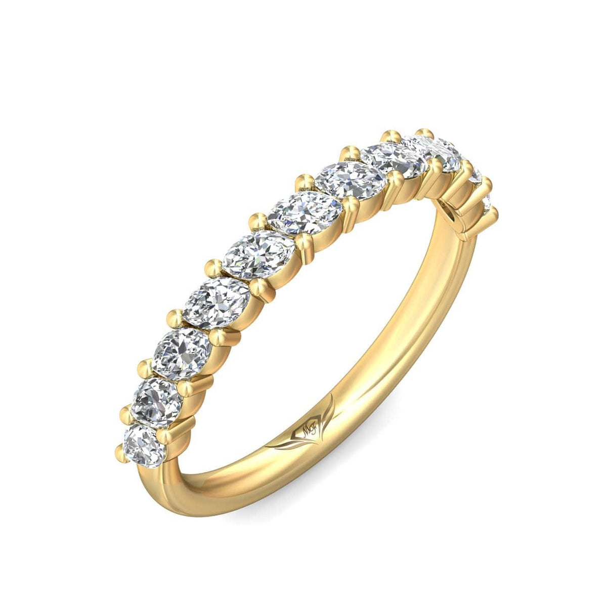 18K Yellow Gold Shared Prong Marquise Diamond Band